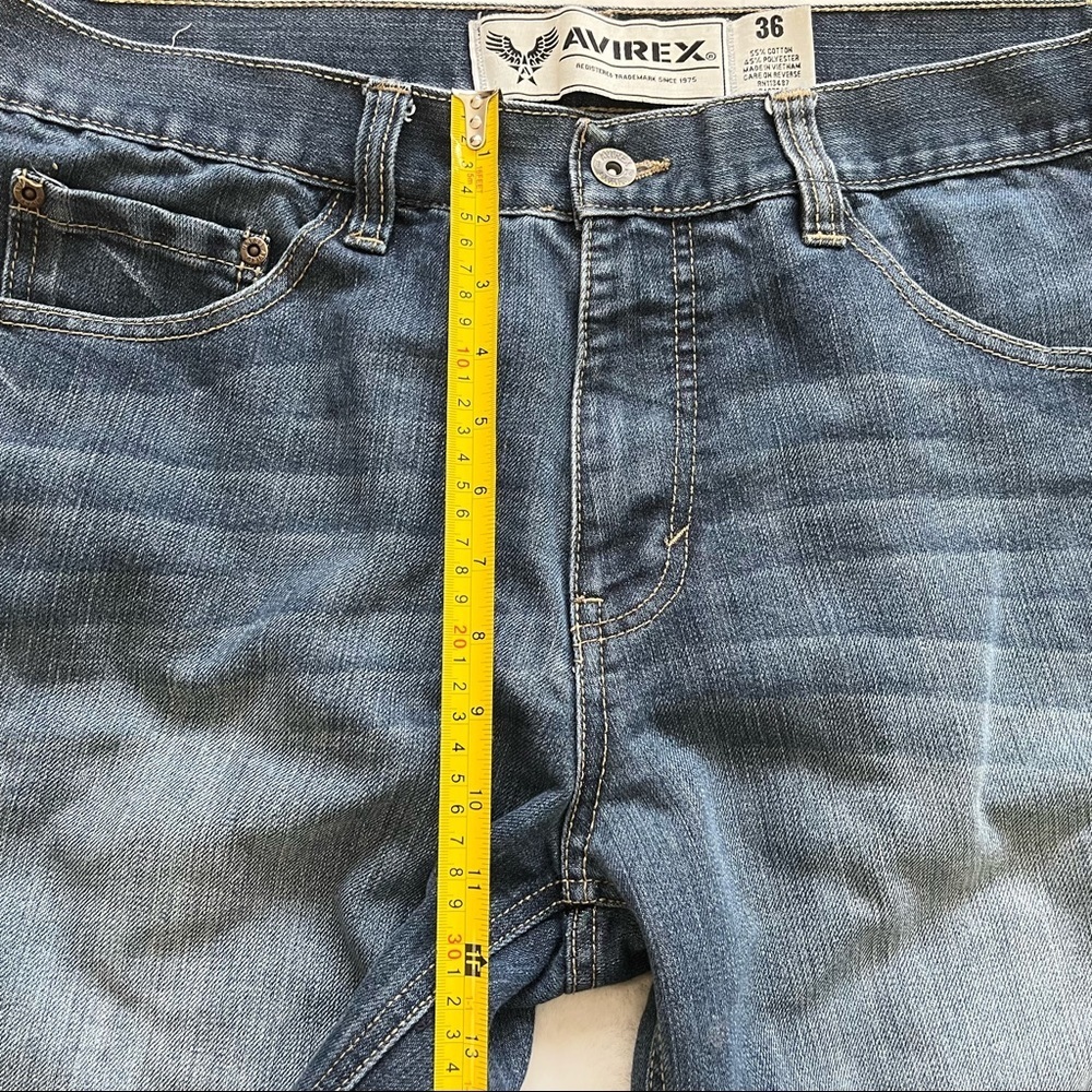 AVIREX MENS DENIM SHORTS SIZE 36 Artsy Flame Pockets Trendy Stylish - Picture 4 of 6